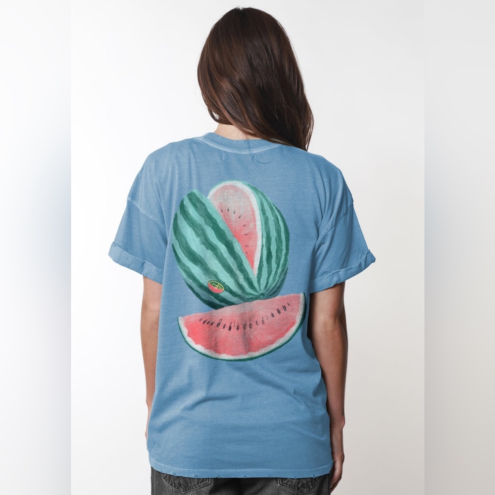 Girl Dangerous Sweet Life Boyfriend Tee | Denim Blue Oversized Fit | Size Small - Picture 3 of 14